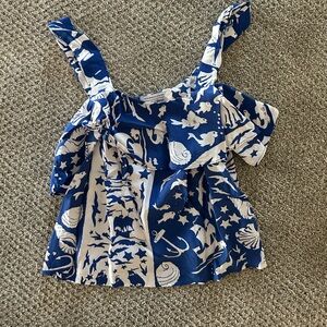 Blue and White Patterned tank top